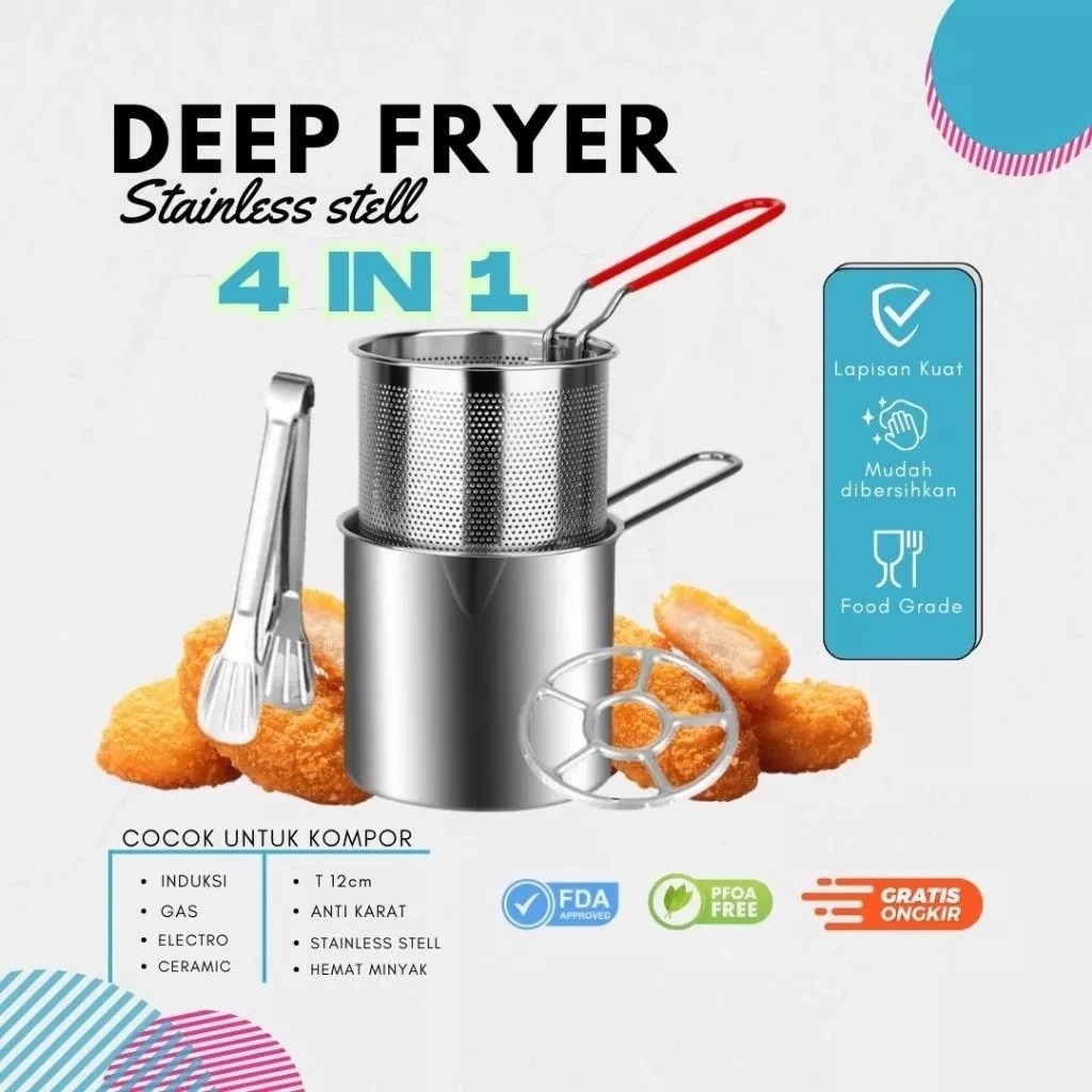 Jual Mini Deep Fryer Set 4 in 1 Panci Multifungsit Penggorengan Rebus ...