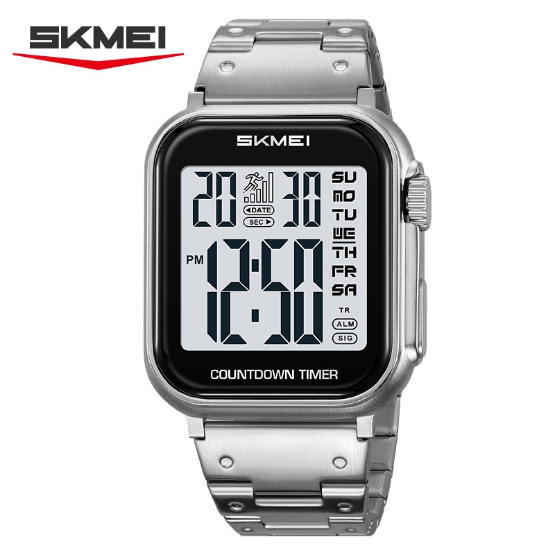SKMEI 2447 Jam Tangan Pria Digital Dual Time Tali Stainless Tahan air  WATCHKITE WKOS