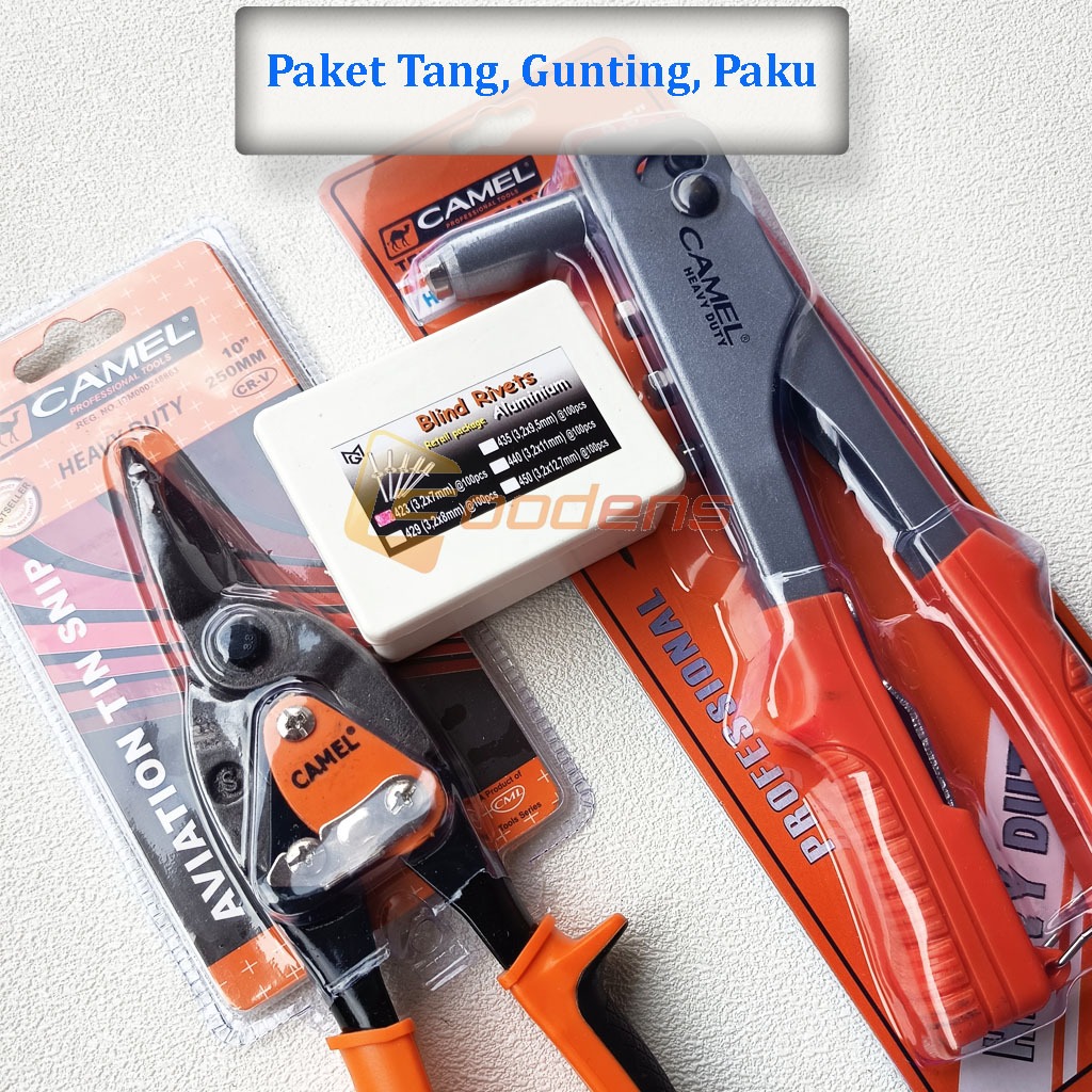 Jual Camel Paket Tang Rivet, Gunting Holo dan Paku Rivet Rivet Box ...