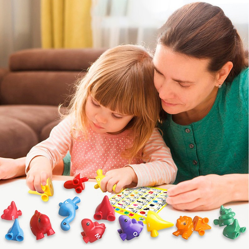 Jual Dino Matching Shape Number Alphabet Color / Mainan Mencocokan ...