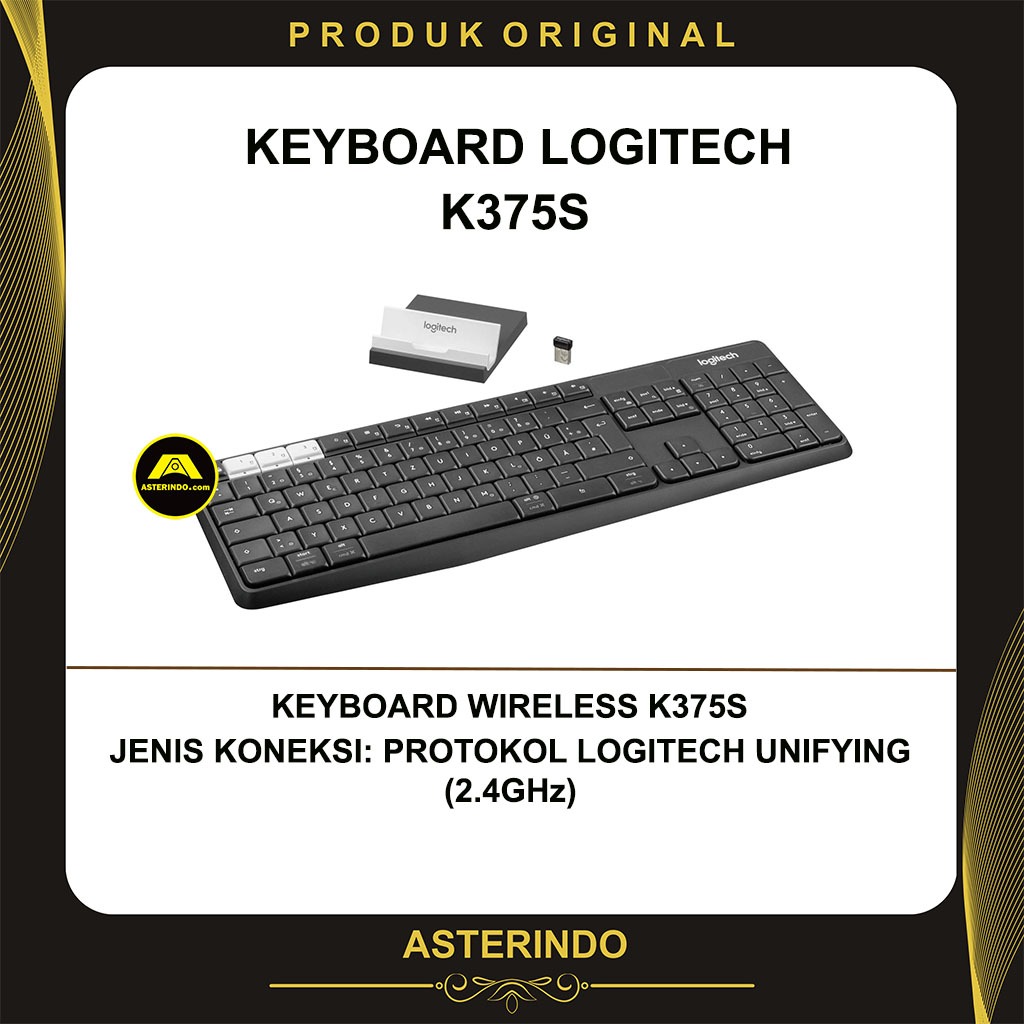 Jual Keyboard Logitech Wireless K375S Bluetooth With Stand Black ...