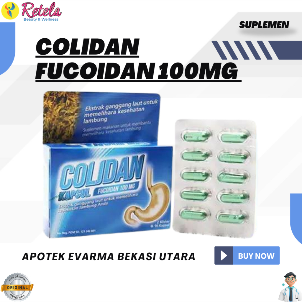 Jual COLIDAN FUCOIDAN 100MG 1 BOX 1 BLISTER 10 CAPSUL/SUPLEMEN LAMBUNG ...
