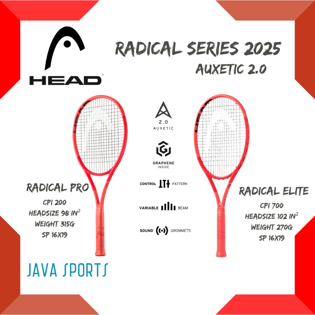 Jual Raket Tenis Head Radical PRO ELITE TEAM MP TEAM L 2025 Auxetic 2.0 ...