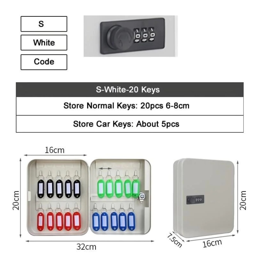 Jual Metal Safety Lock Key Box Wall Key Box 20/48 Keys Tempat ...
