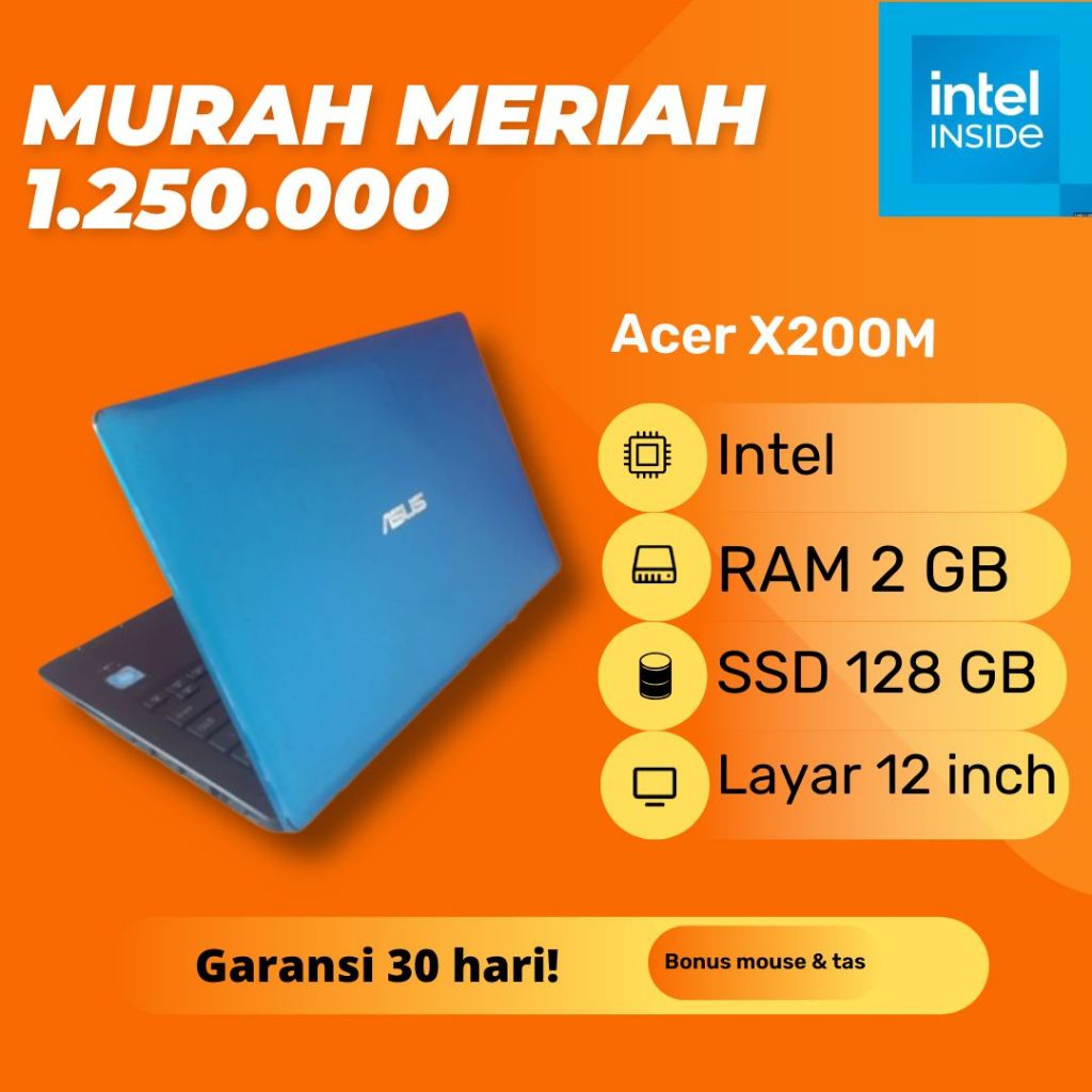 Jual Notebook Asus X200M Warna Biru Blue Intel Celeron N2840 RAM