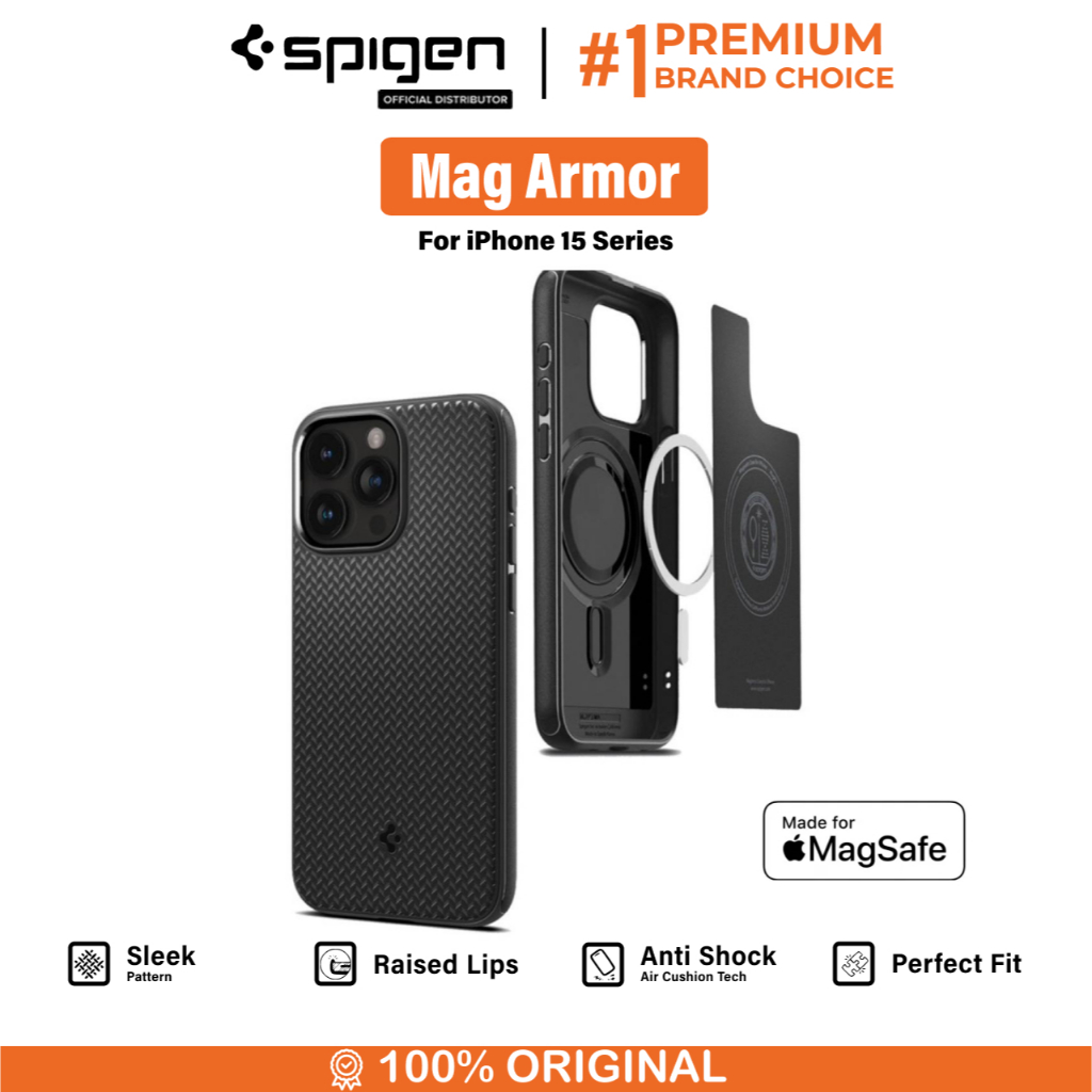 Case iPhone 15 Pro Max Plus Spigen Mag Armor MagSafe Matte Shockproof