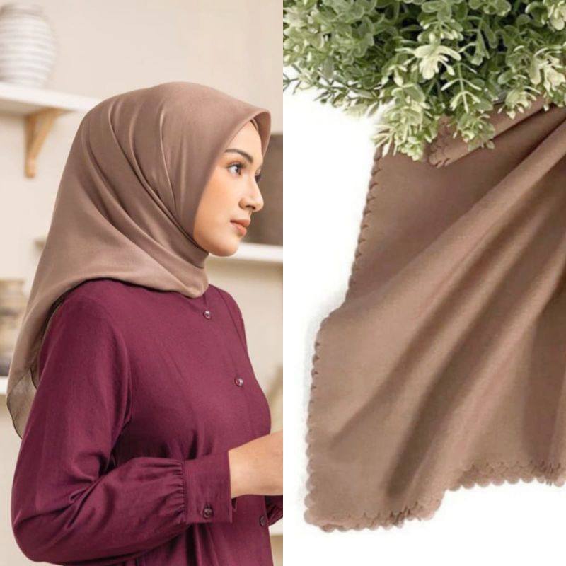 Jual HIJAB JILBAB SEGIEMPAT POLOS VOAL PREMIUM LASERCUT BAHAN TEBAL DAN