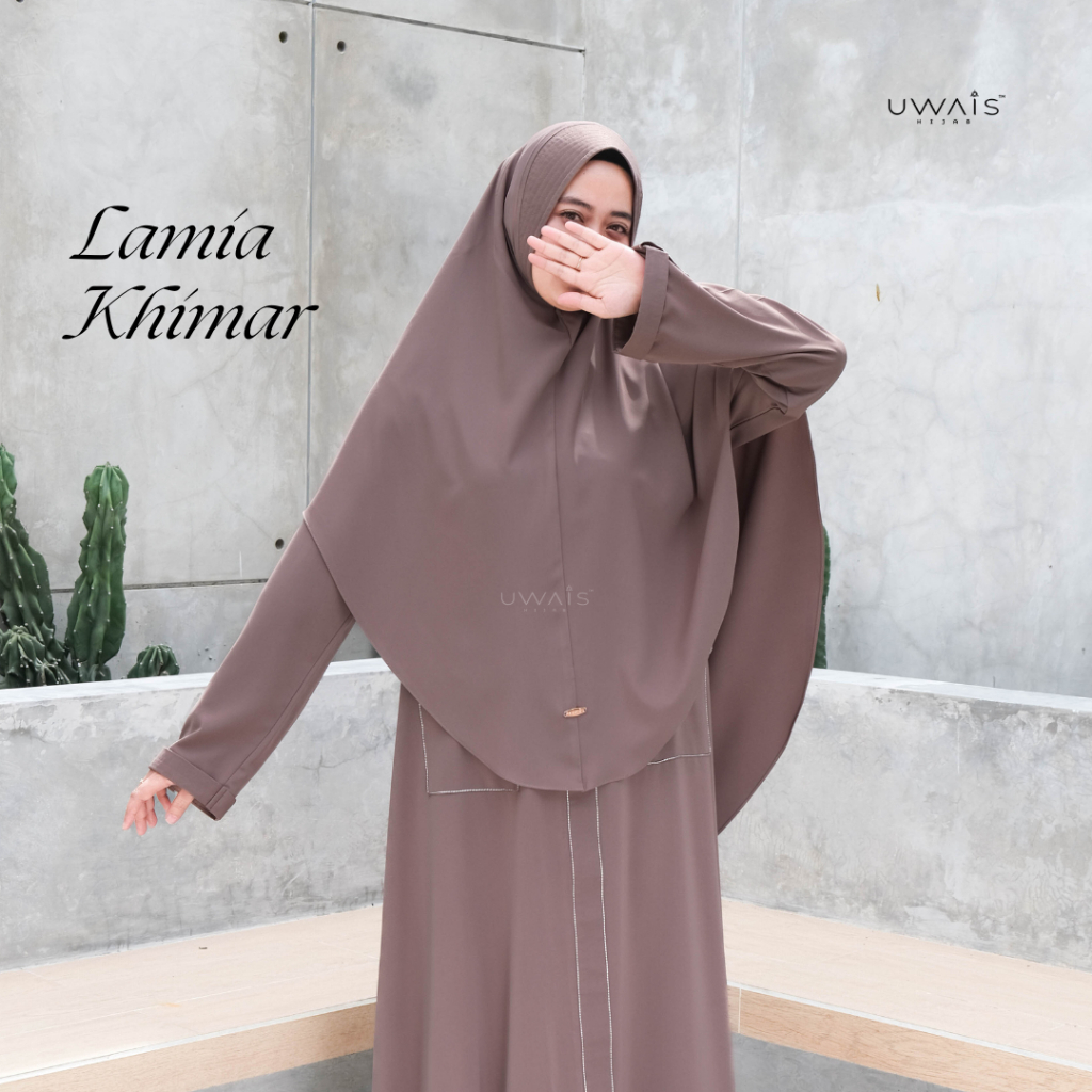 Lamia Khimar Hijab Anti UV Umroh Haji Jilbab Instan Soft Pad Polos Syari Kerudung Anti Tembem