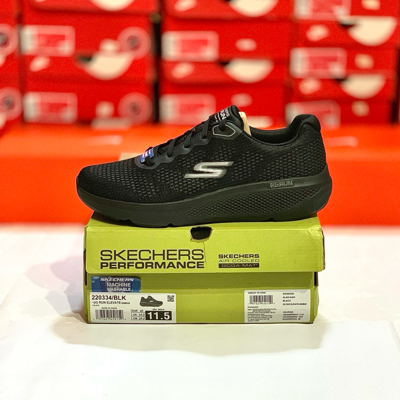 Jual size 45 SEPATU FULL HITAM SKECHERS GO RUN ELEVATE BLACK - Main Image