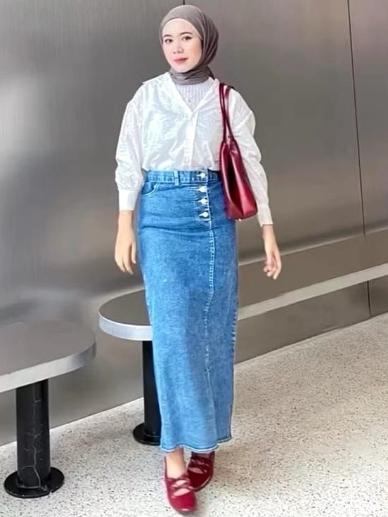 Jual Rok Rebecca Belah samping kancing Empat Korean style | Shopee ...