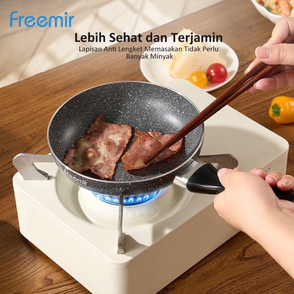 Jual [Surabaya] freemir Frying Pan Teflon Granite Hitam 16/20/24cm Anti ...
