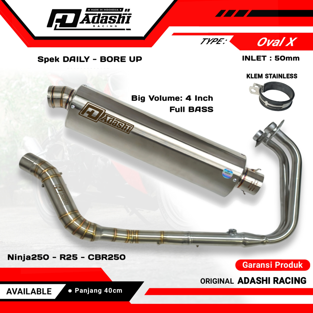 Jual Knalpot Racing Full Set Sistem Tipe Oval-X Big Volume 4inch ...
