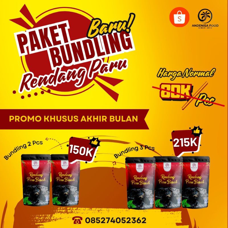 Jual paket bundling rendang paru isi 3 pouch | Shopee Indonesia