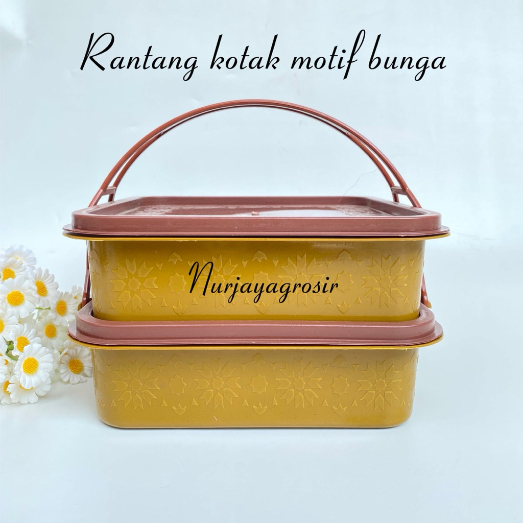 Jual ( LUSINAN) Rantang kotak susun 2 motif bunga/ rantang rejeki ...