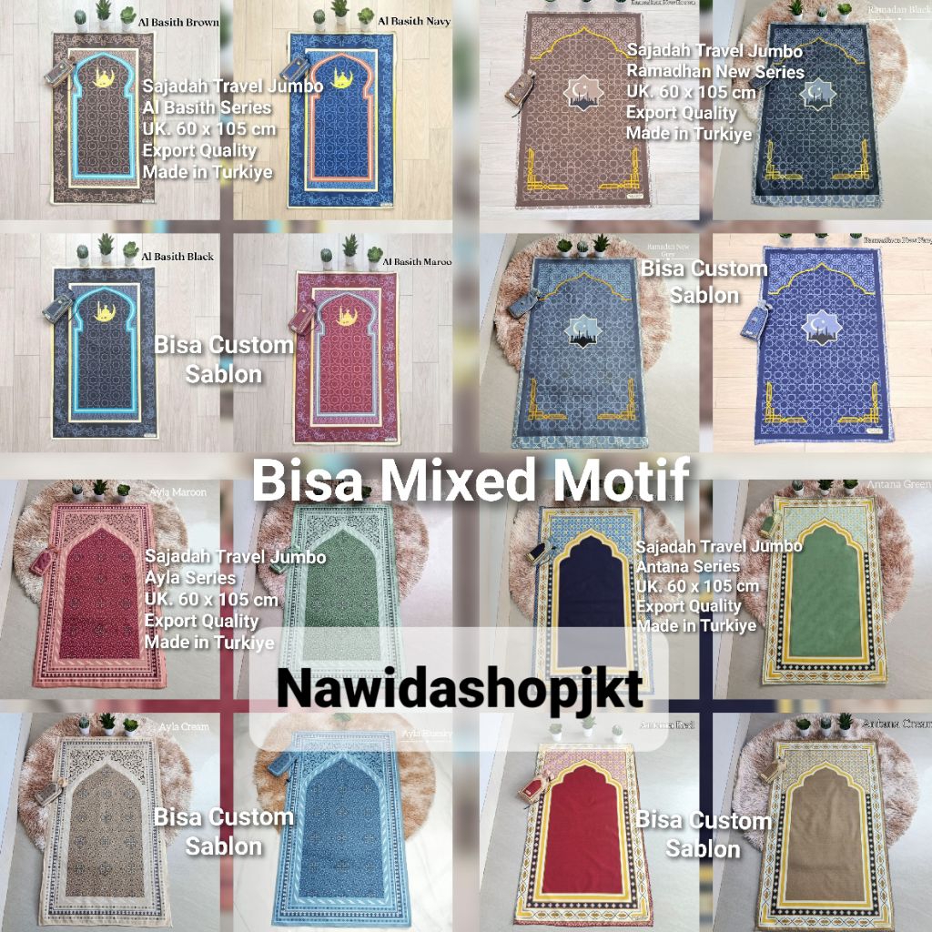 GROSIR SAJADAH TRAVEL JUMBO / SAJADAH SOUVENIR ISI 50 OLEH OLEH HAJI UMROH UK.105 X 60 CM