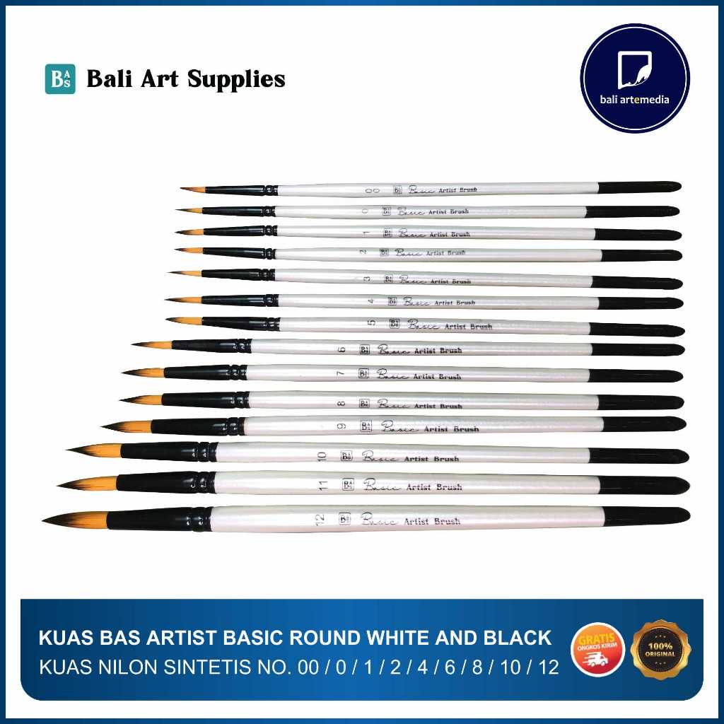 Jual Bali Art Supplies - Basic Artist Single Round Brush - White and ...