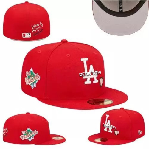 Jual Topi Fitted LA Los Angeles Red White Merah Love World Series ...