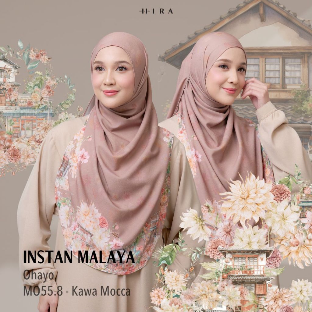 HIRA Instan Malaya Ohayo Hijabwanitacantik Pashmina Jilbab Motif Jepang