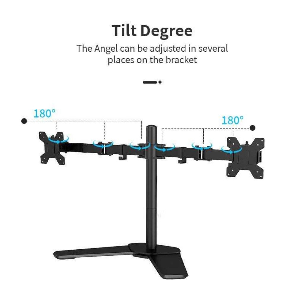 Jual Bracket TV Stand Dual Arm Monitor Rotate Meja Komputer Laptop ...
