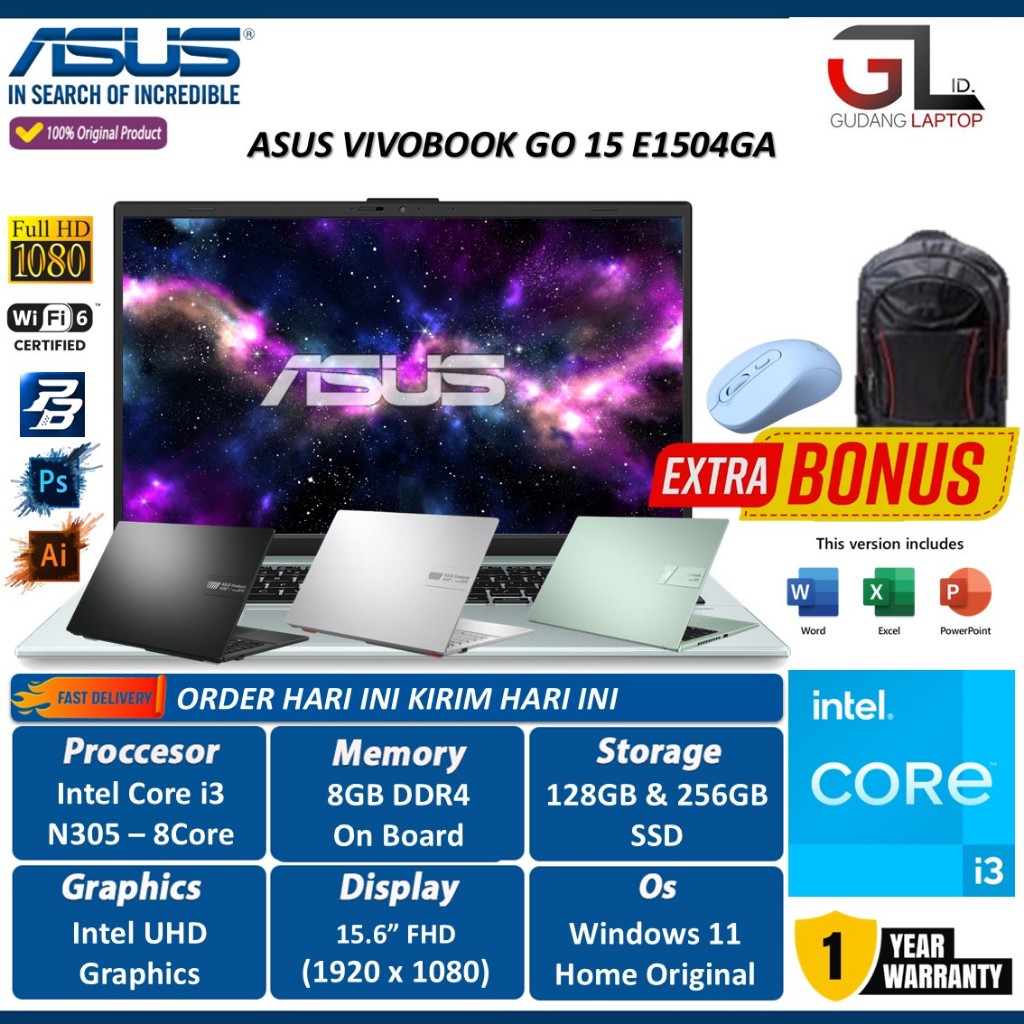 ASUS Vivobook Go 15 E1504GA-WS34 Laptop Intel Core I3 N-series I3-N305 39.6 Cm (15.6") Full HD 8 GB DDR4-SDRAM 256 GB SSD Wi-Fi 5 (802.11ac) Windows 11 Home In S Mode Green - Foto 7