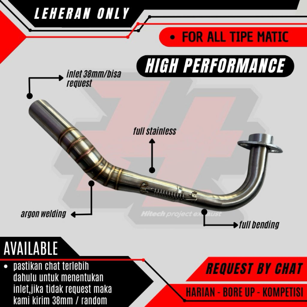 Jual leheran knalpot standart racing matic inlet 28 38 50 full stainles ...