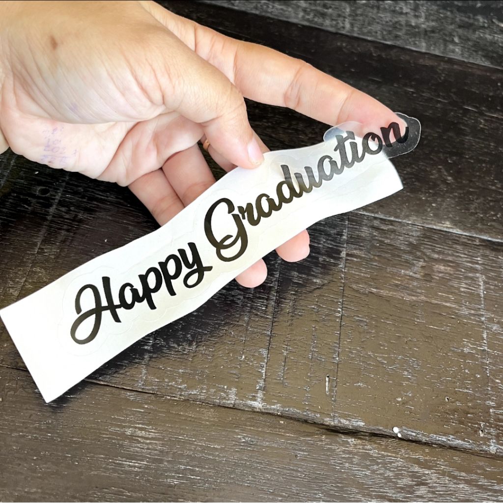 Jual Stiker Vinyl Graduation transparan Warna Hitam + Cutting | Shopee ...