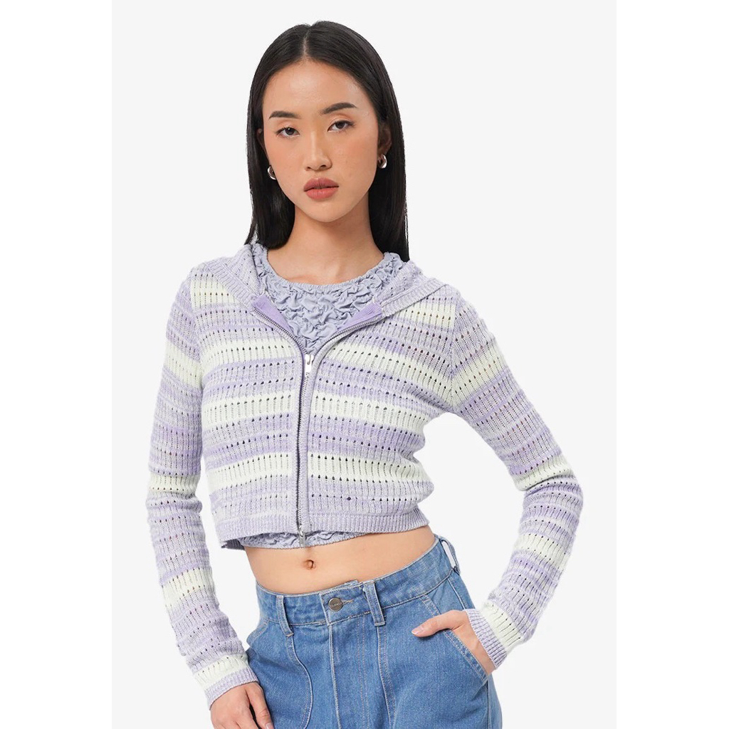 Jual Crop Jacket Colorbox Gradient Hooded Knit Cardigan | Shopee Indonesia