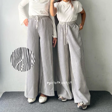 BYACLOTH Everyday Pants Stripe Pants Celana Panjang Wanita Baggy Kantor Kuliah Motif Garis
