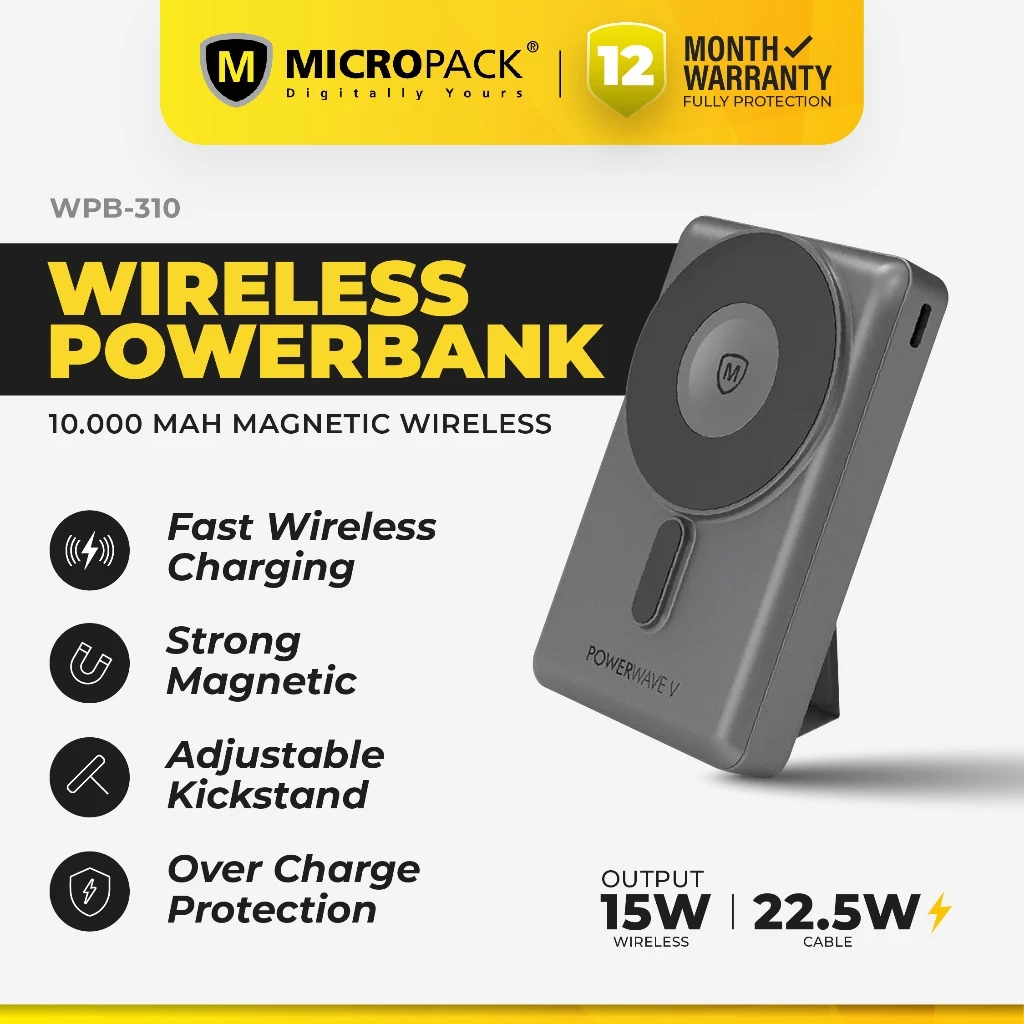 MICROPACK POWER BANK STRONG MAGNETIC WIRELESS - POWER WAVE V 10.000 MAH - ( WPB-310 )