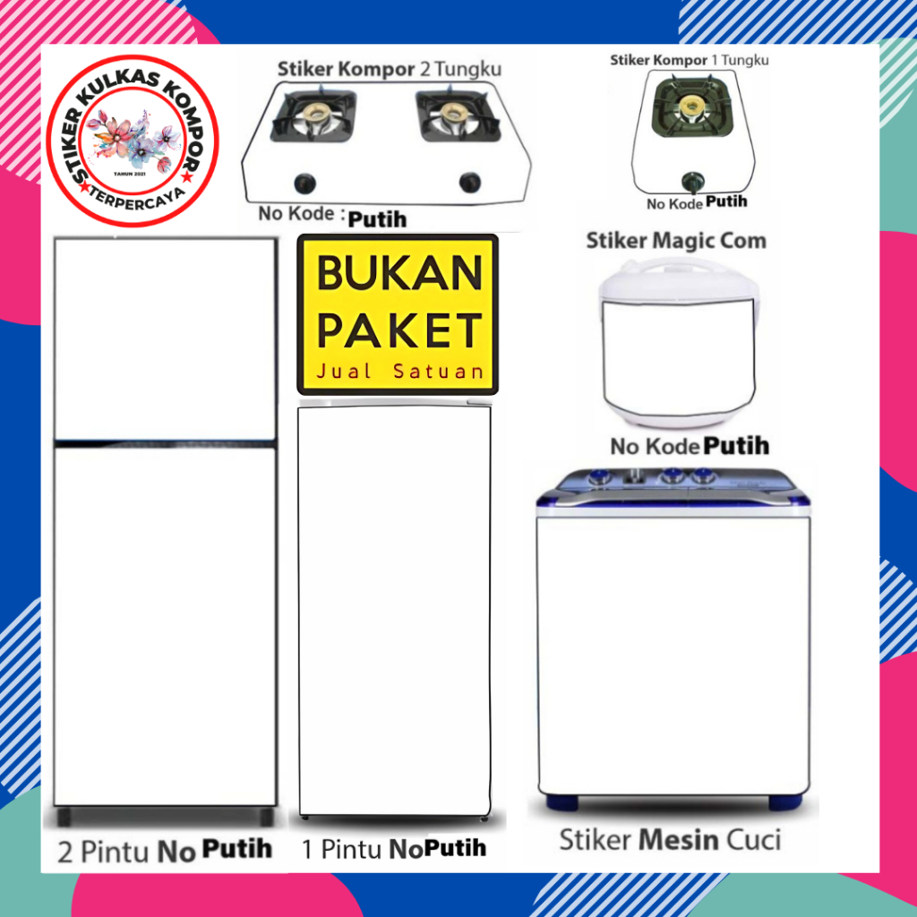 Jual Stiker Kulkas 1 Pintu Sticker Kulkas 2 Pintu Motif Putih Polos ...