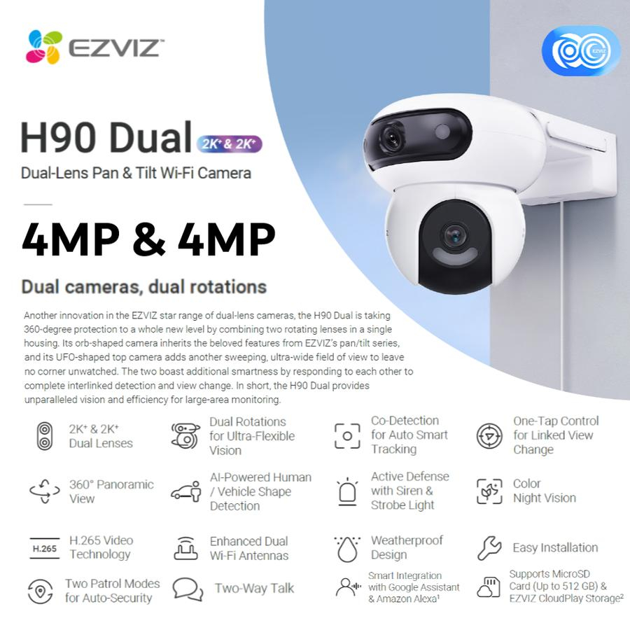 Jual EZVIZ H90 Dual 4MP & 4MP 2K+ 2K+ Smart Outdoor IP Camera CCTV ...
