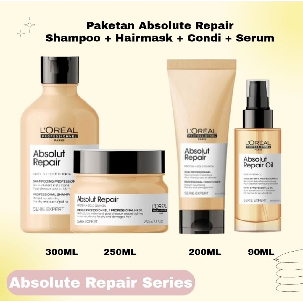 Jual Loreal Serie Expert Absolute Repair Series Shampo, Conditioner ...