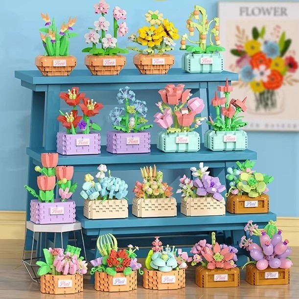 Jual Mini Bricks Rose Suower Micro Particle Building Blos Toy Puzzle ...