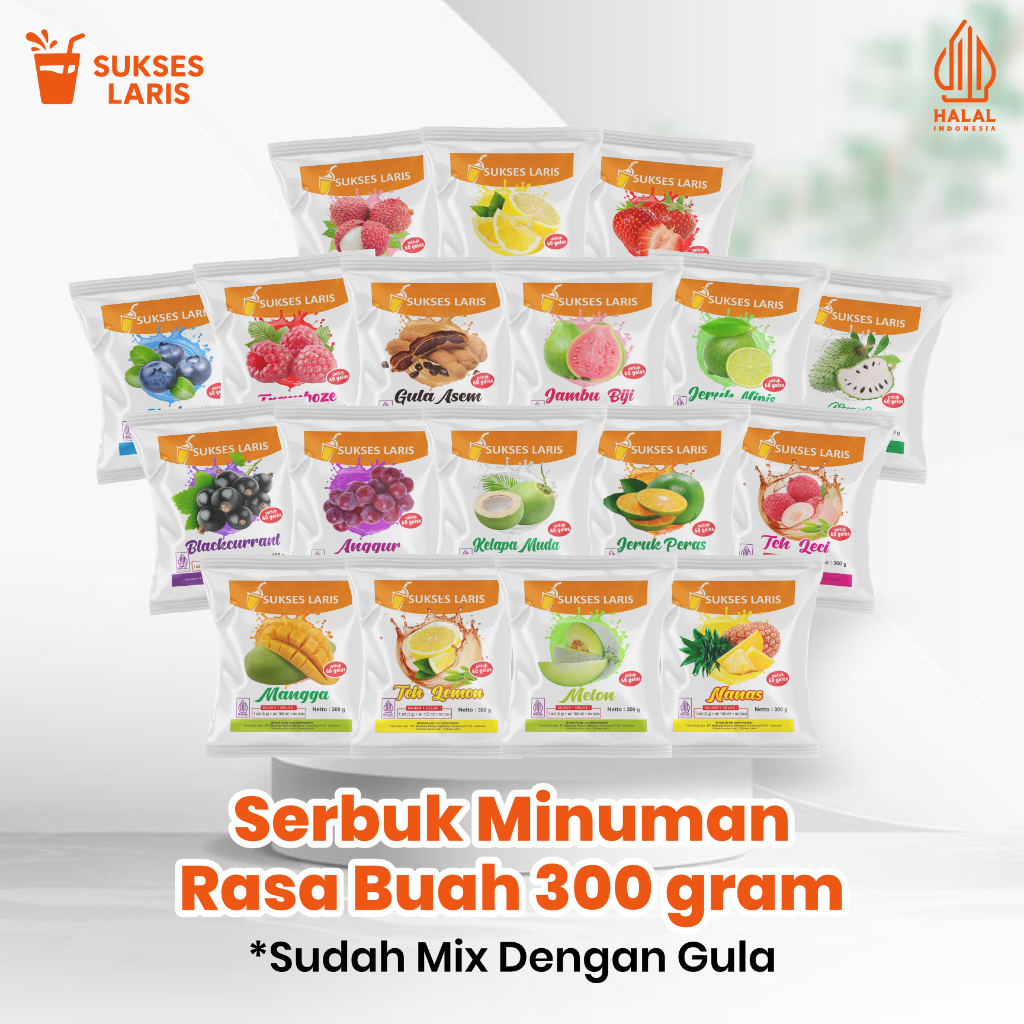 Jual BUBUK MINUMAN RASA ALL VARIAN 300 GRAM | POWDER MINUMAN RASA BUAH ...