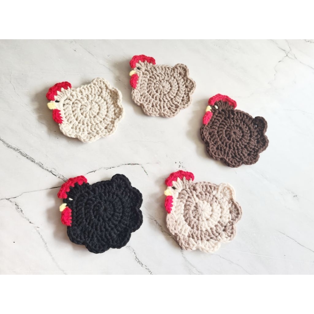 Jual Tatakan Gelas Rajut Ayam Coaster Crocher Chicken | Shopee Indonesia