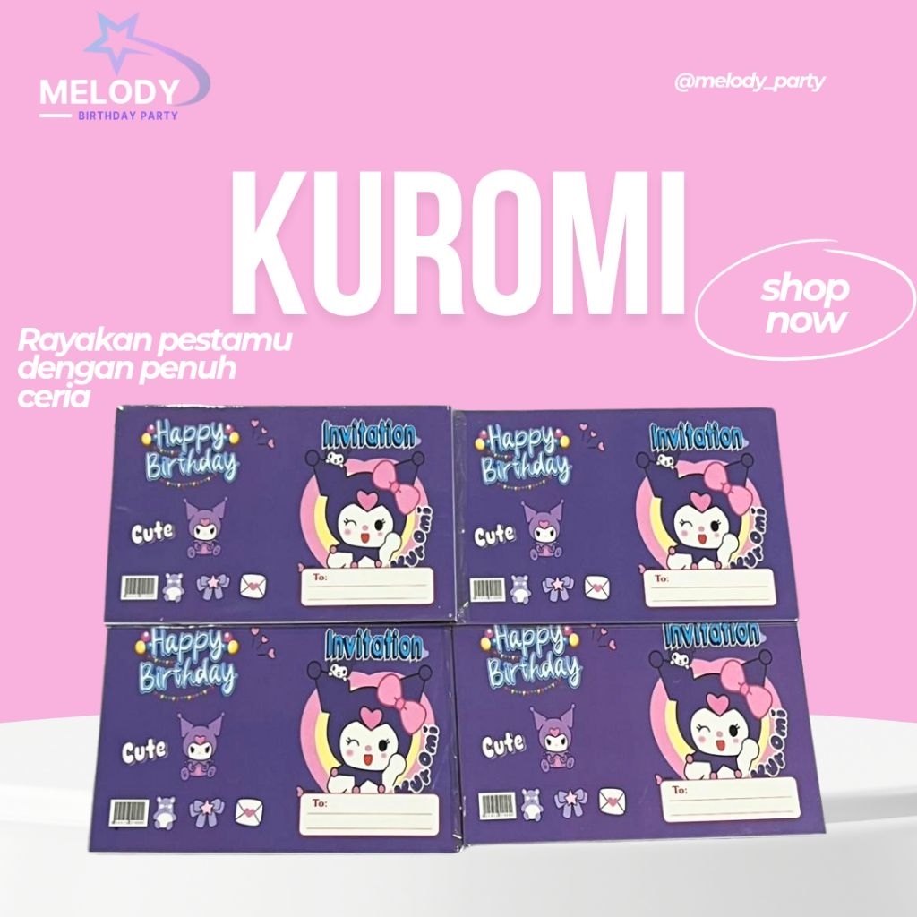 Jual Kartu Undangan Ultah Kuromi / Undangan Ulang Tahun Anak Motid ...