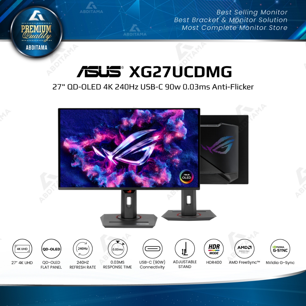 Jual ASUS ROG XG27UCDMG 27" QD-OLED 4K 2160p 240Hz 0.03ms 99% DCI-P3 ...