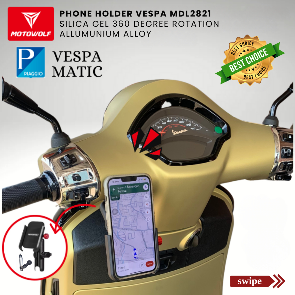 Motowolf Vespa Cell Phone Mount Jual Motowolf Bracket Holder Hp