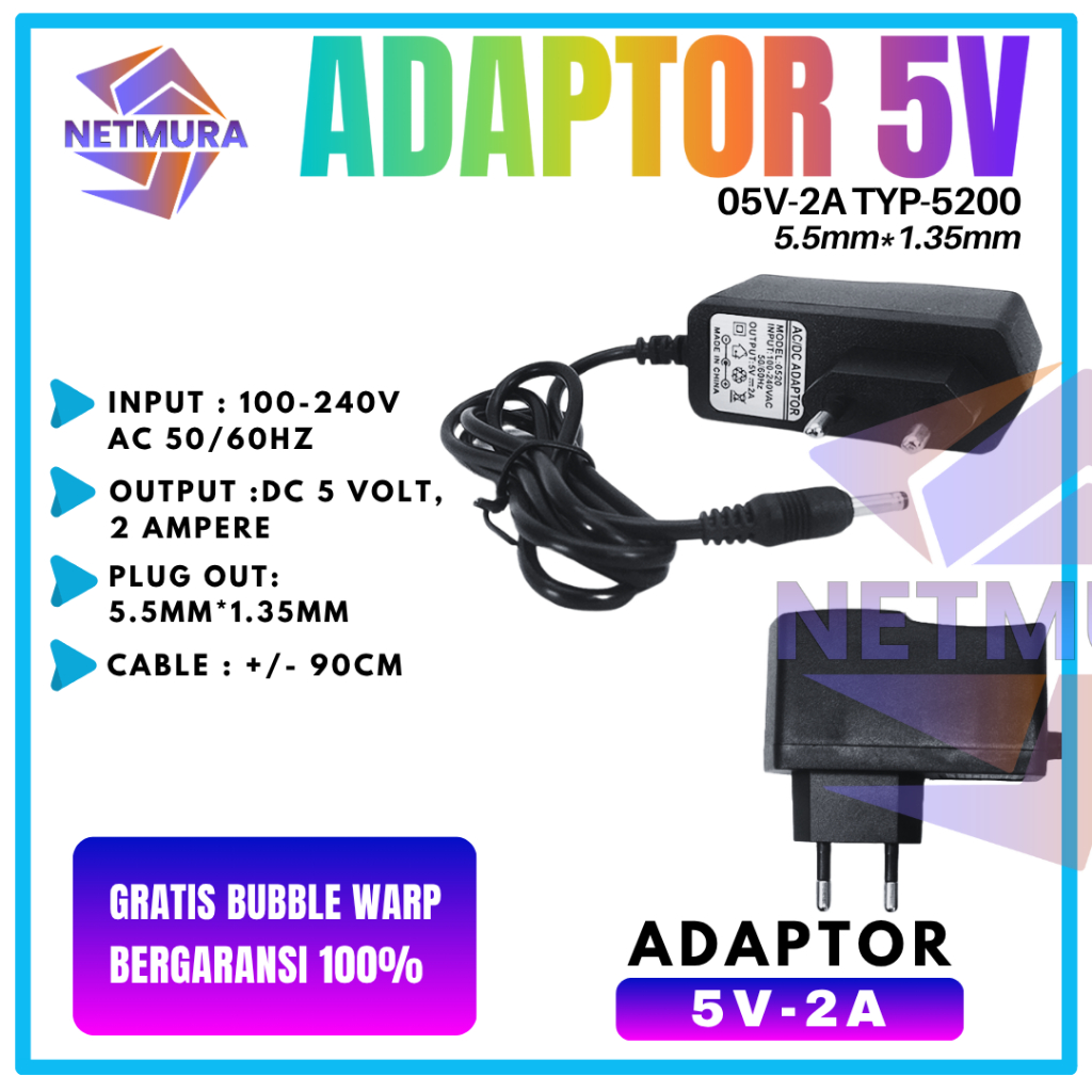 Jual Adaptor 5V/2A II Type HDW-0520 II Adaptor With Jack 3.5 x 1.35mm ...