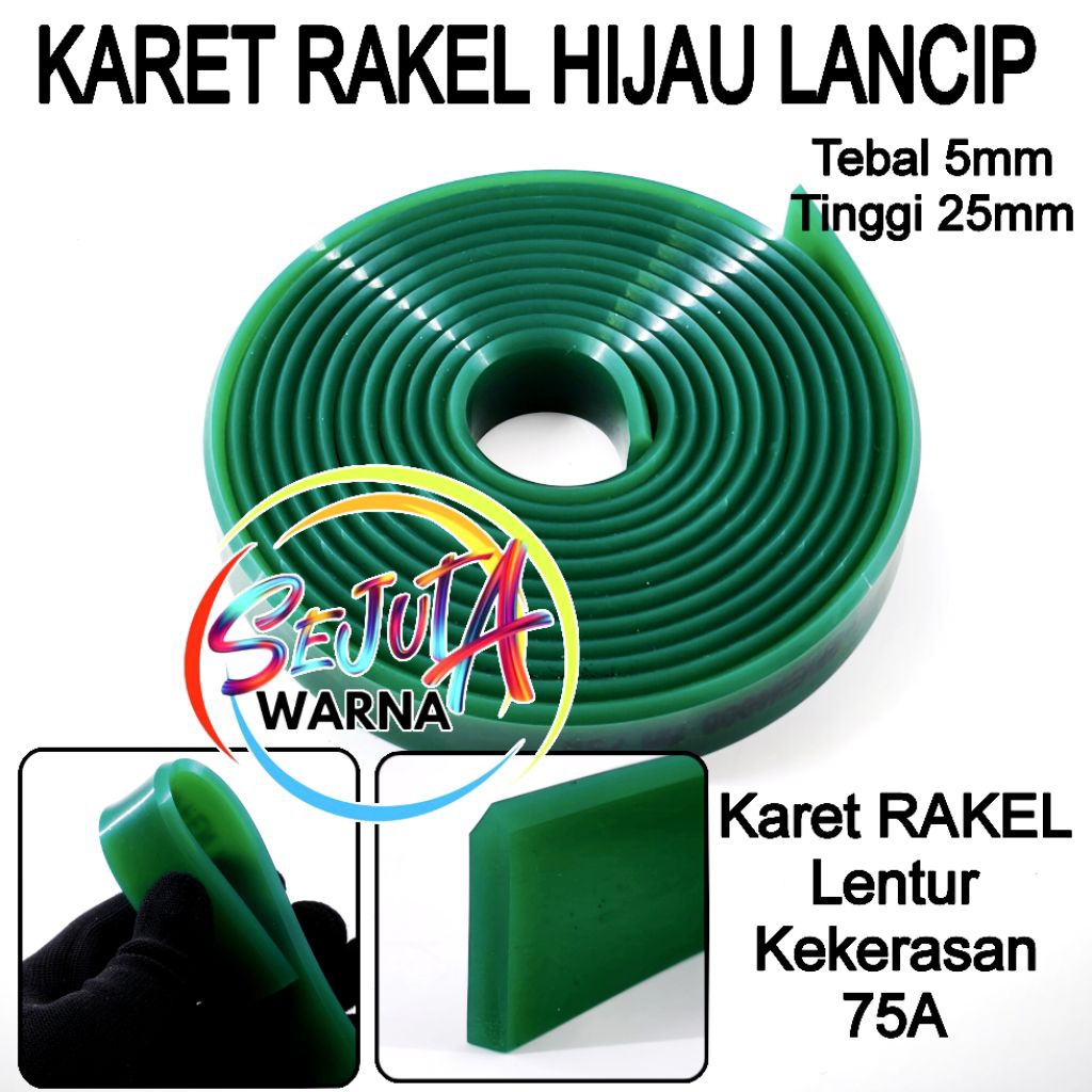 Jual KARET RAKEL SABLON HIJAU LANCIP KECIL 5MM PER CM | Shopee Indonesia