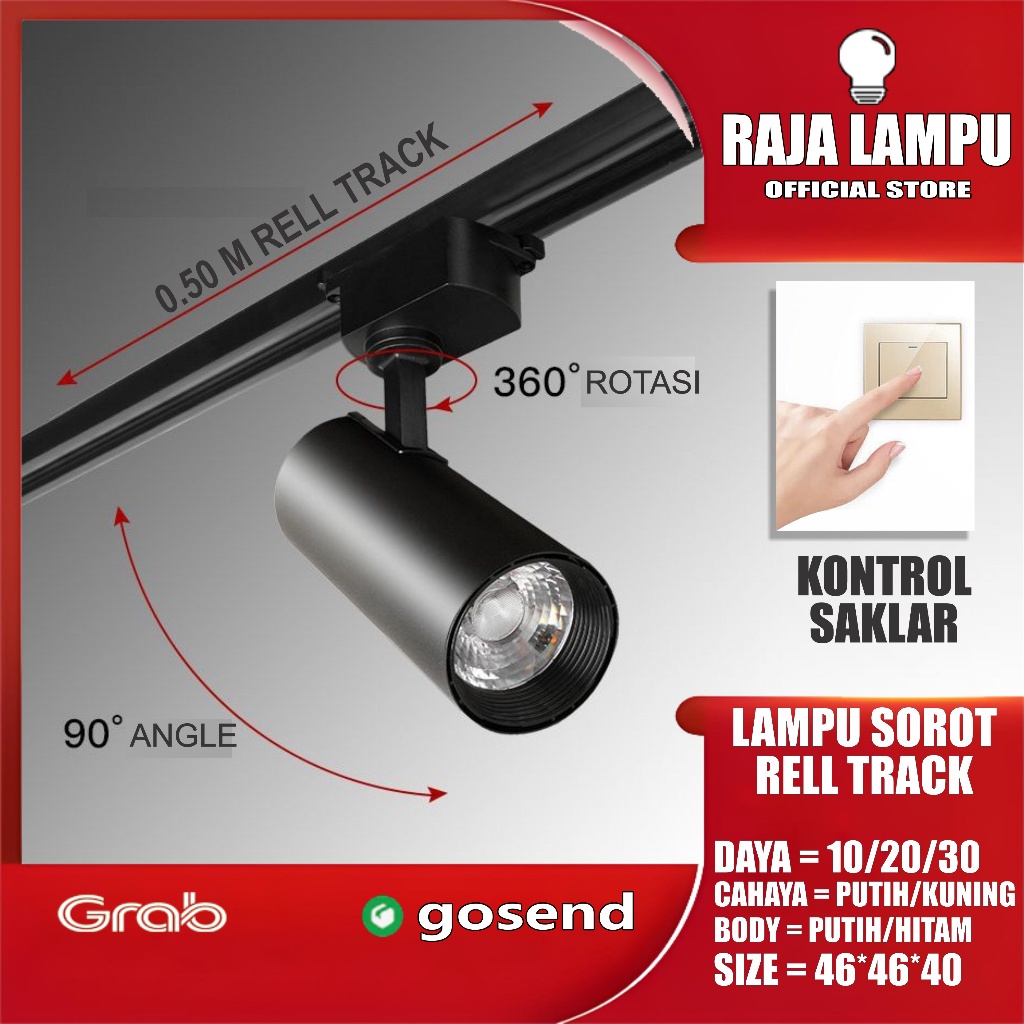 Jual 【RAJA LAMPU】TRACKLIGHT REL SPOTLIGHT 10W / 20W / 30W COB SPOT ...