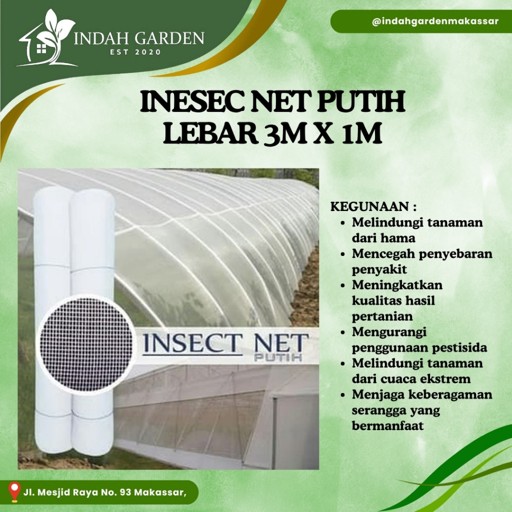 Jual Insect Net / Jaring Penghalang Serangga - Lebar 3 M Putih Mesh 40 ...