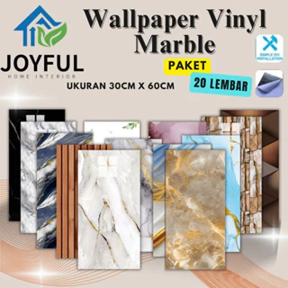 Joyful Home Interior - PAHE 20 Lembar Wallpaper Vinyl Dinding Marble Uk: 30 x 60 cm