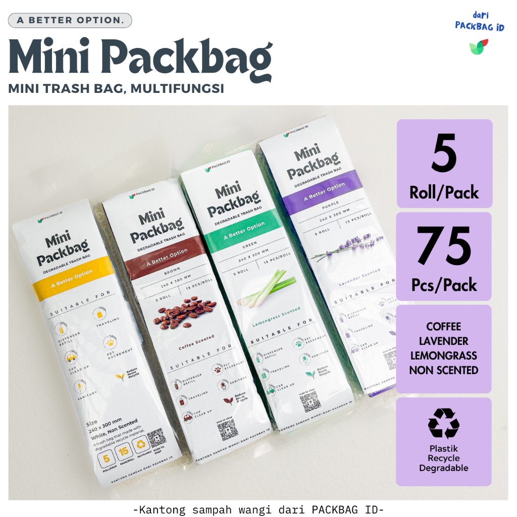 Jual PACKBAG ID Mini Trash Bag Degradable beraroma plastik sampah wangi ...