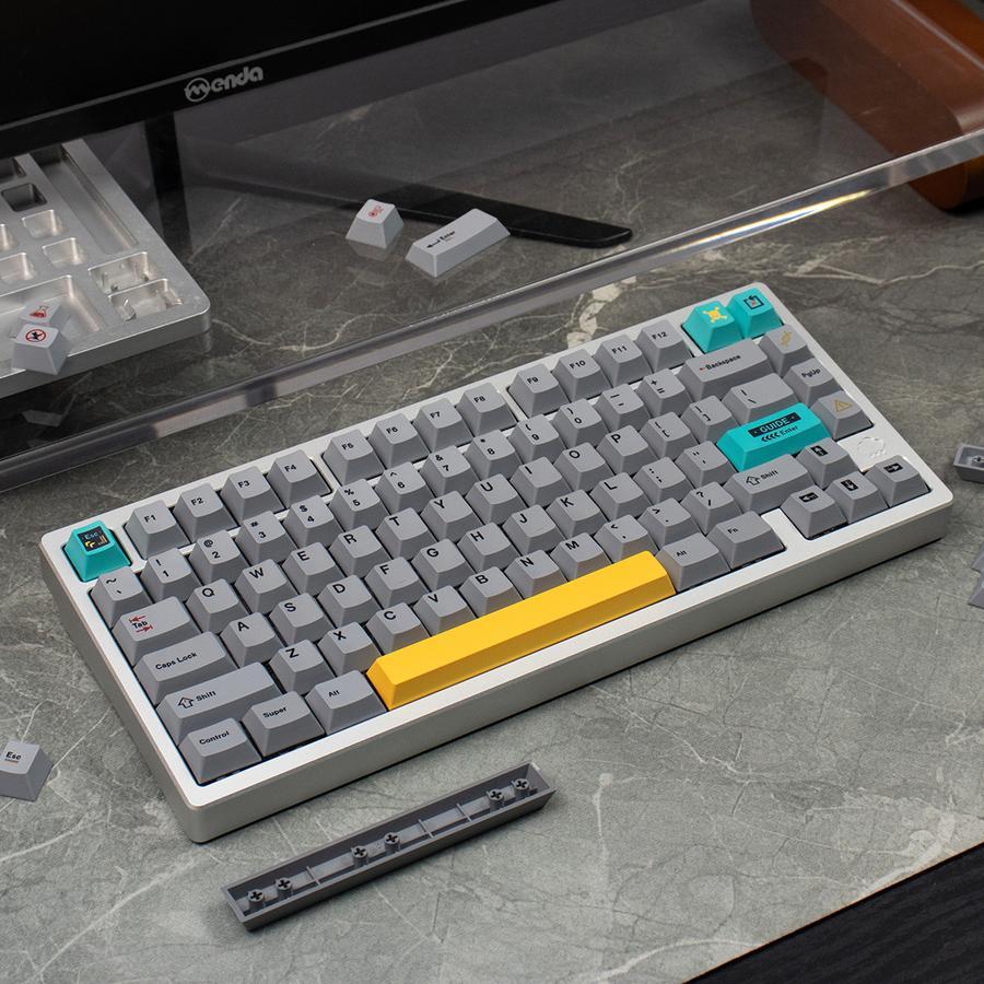 Jual Keycaps Cherry Profile PBT Dyesub Biopharm Grey Yellow Cyan Accent ...