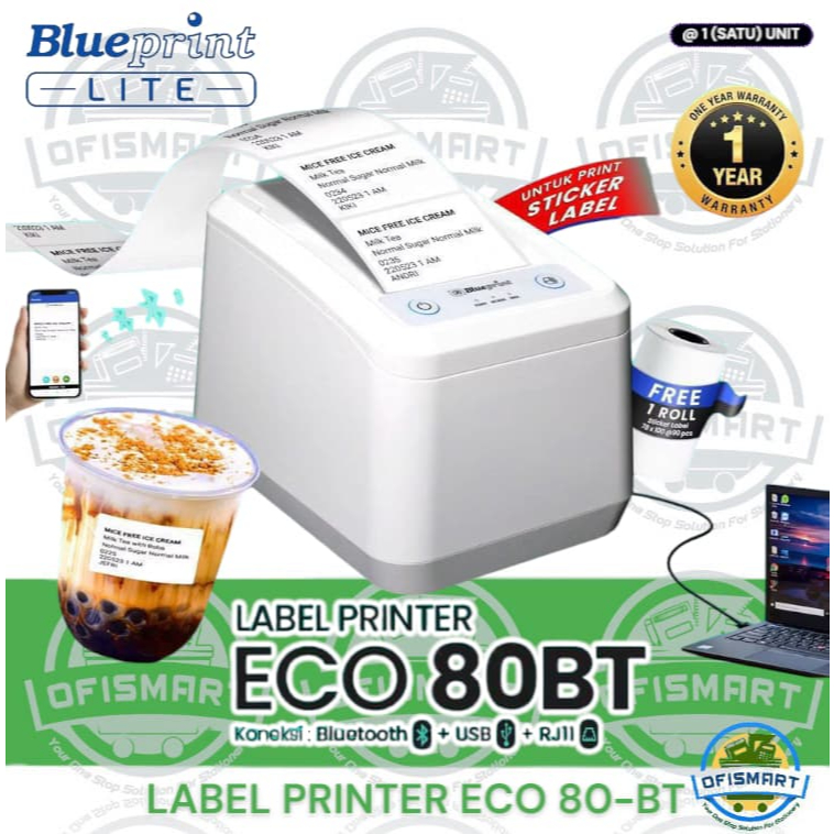 Jual Blueprint Printer Label Thermal 80mm ECO 80-BT USB + Bluetooth ...