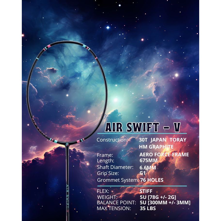 Jual Raket Badminton PROTECH Badminton Racket - AIR SWIFT V (5UG1) (MAX ...