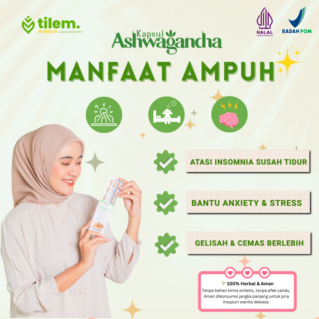 Jual [Paket 3 Box] TILEM™ Ashwagandha Original BPOM Insomnia Anti ...
