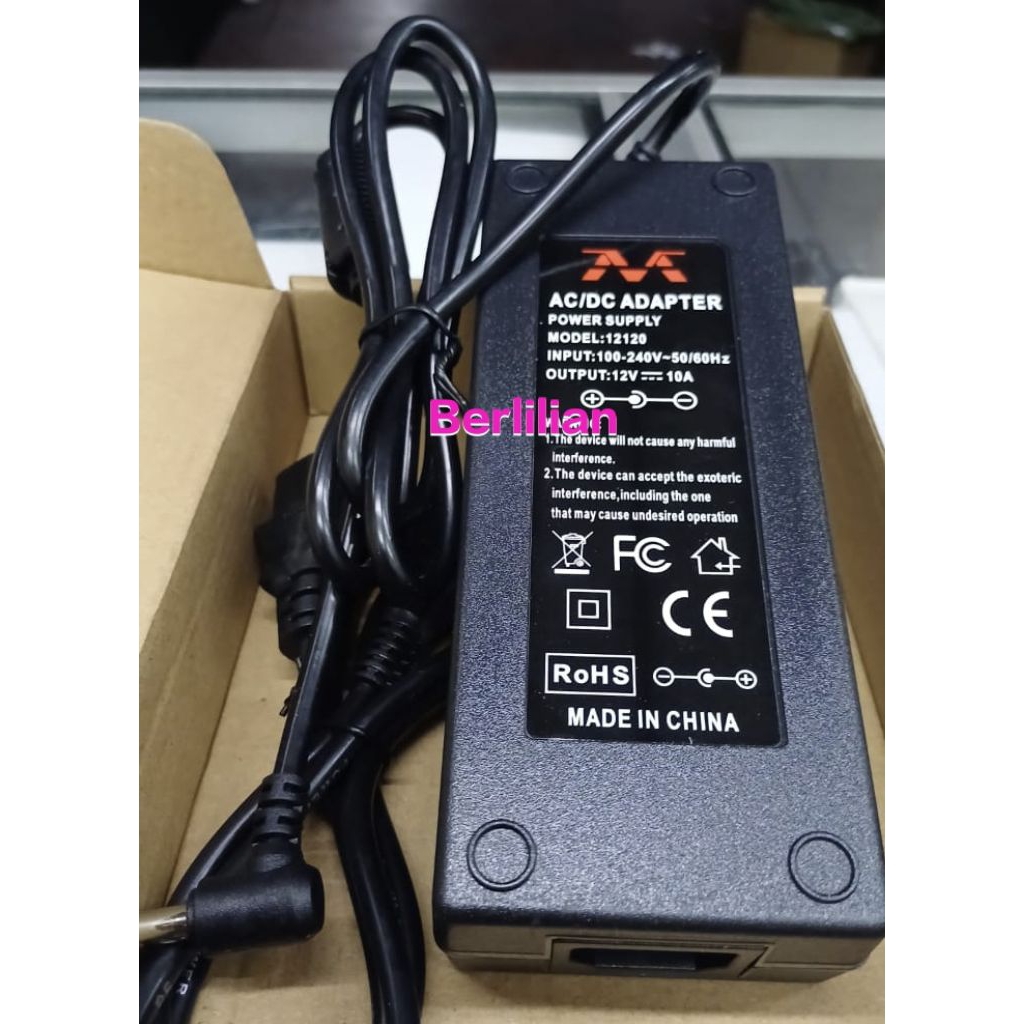 Jual Adaptor DC 12V 10A Merek M input AC 100-240V Made in China ...