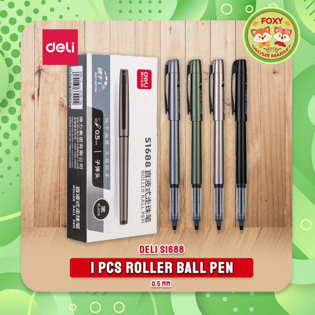 Jual Deli Roller Ball Pen / Pulpen Roller 0.5 mm Dapat Menulis Hingga ...